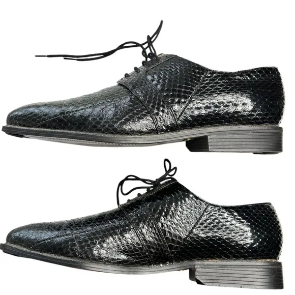 Giorgio Brutini Genuine Snakeskin Black Derby Dress Shoes Mens Size 11.5 Classic