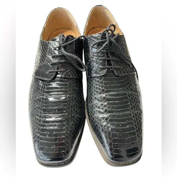 Giorgio Brutini Genuine Snakeskin Black Derby Dress Shoes Mens Size 11.5 Classic