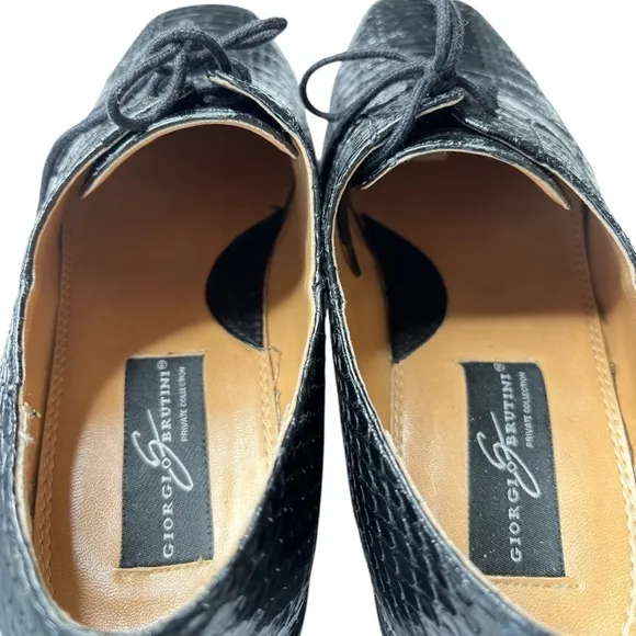 Giorgio Brutini Genuine Snakeskin Black Derby Dress Shoes Mens Size 11.5 Classic