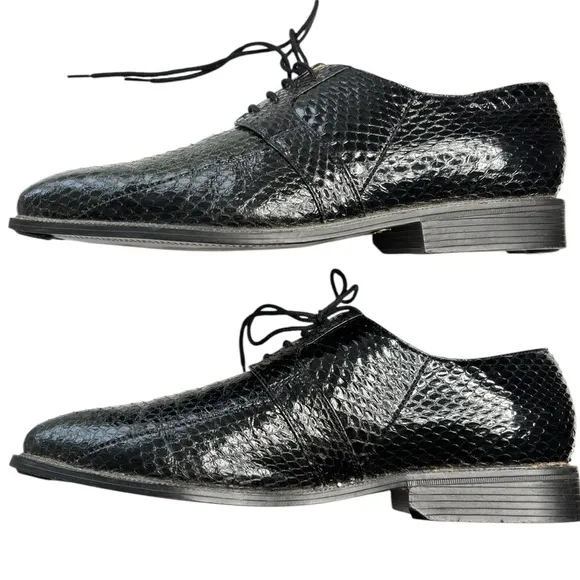 Giorgio Brutini Genuine Snakeskin Black Derby Dress Shoes Mens Size 11.5 Classic