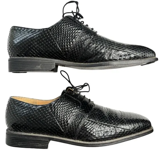 Giorgio Brutini Genuine Snakeskin Black Derby Dress Shoes Mens Size 11.5 Classic