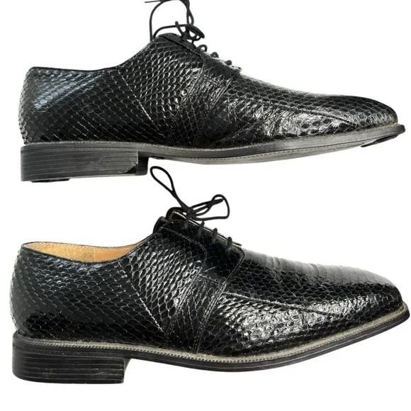 Giorgio Brutini Genuine Snakeskin Black Derby Dress Shoes Mens Size 11.5 Classic