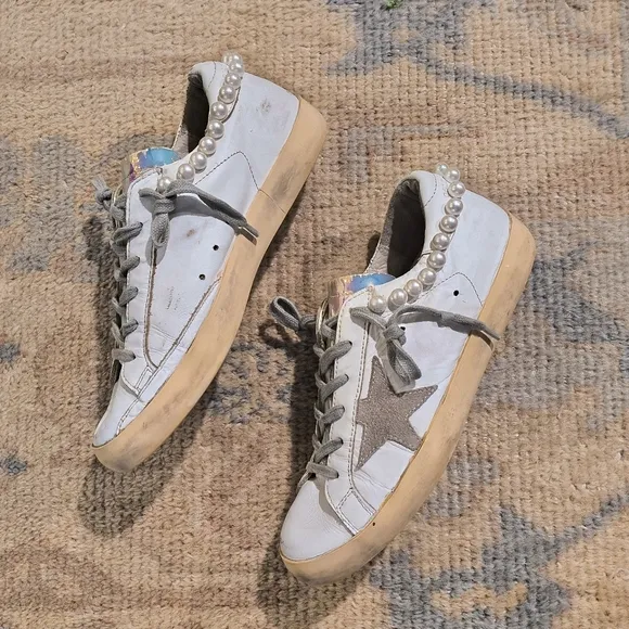 Golden Goose💯Pearly Necklace Iridescent Sneakers