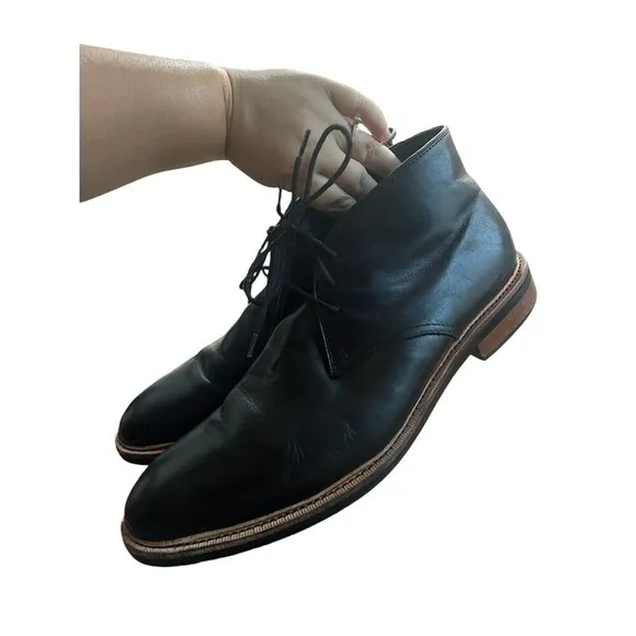 Gordon Rush Men's Chukka Boots Black Leather Lace Up Ankle Boots Size 10