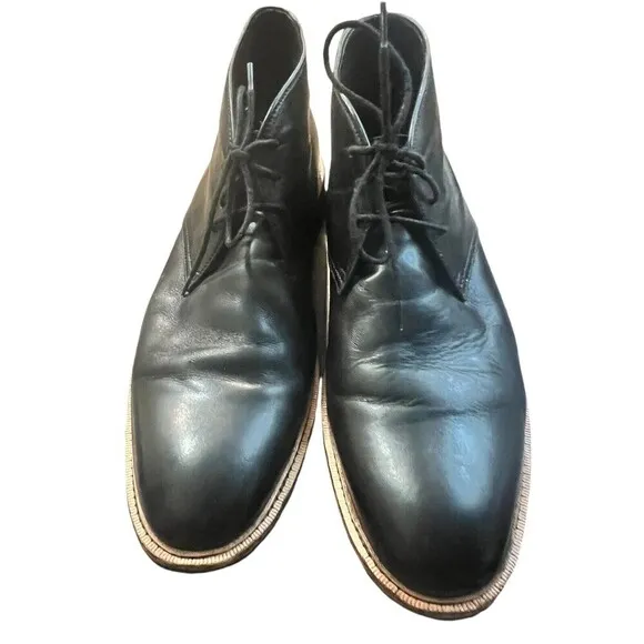 Gordon Rush Men's Chukka Boots Black Leather Lace Up Ankle Boots Size 10