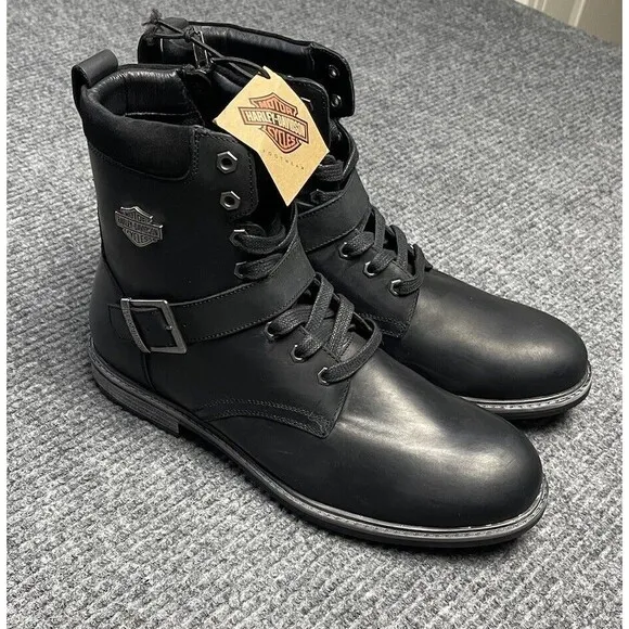 Harley-Davidson Men Size 11 Hicklyn Strap 6.75&quot; Motorcycle Boot Black D96276 NEW
