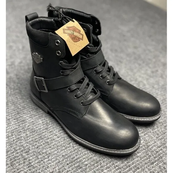 Harley-Davidson Men Size 11 Hicklyn Strap 6.75&quot; Motorcycle Boot Black D96276 NEW