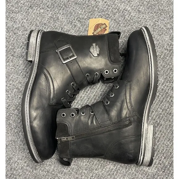 Harley-Davidson Men Size 11 Hicklyn Strap 6.75&quot; Motorcycle Boot Black D96276 NEW
