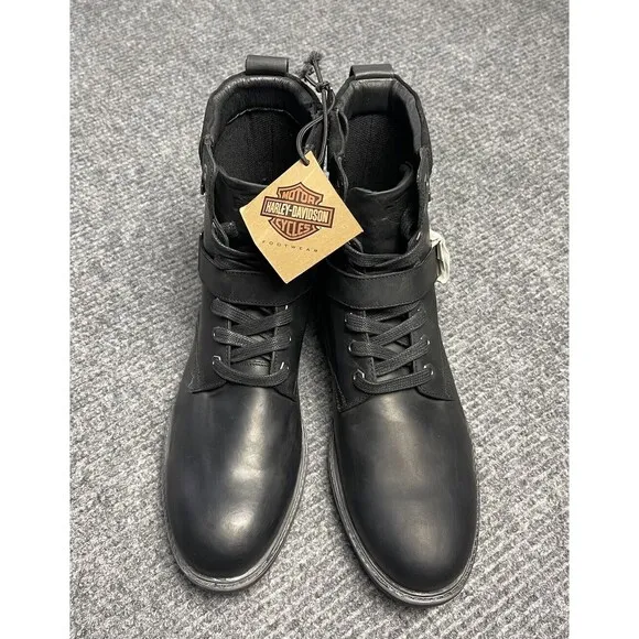 Harley-Davidson Men Size 11 Hicklyn Strap 6.75&quot; Motorcycle Boot Black D96276 NEW