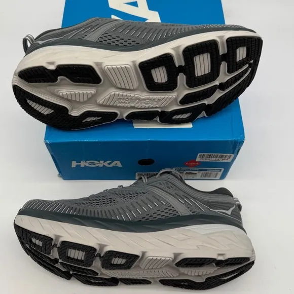 Hoka Bondi 7 Running Shoes Wide Width Cushioned Comfort Gray Men's 10