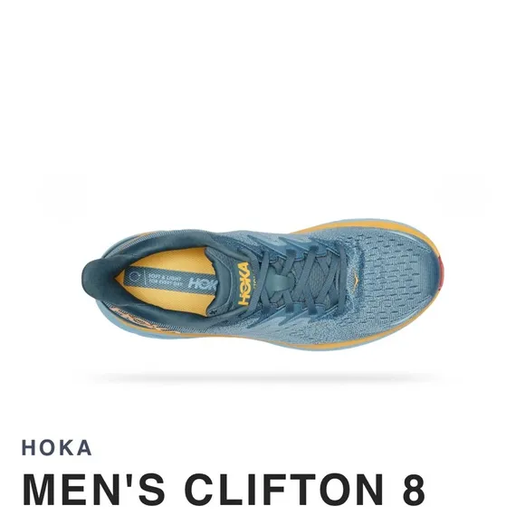HOKA CLIFTON 8 MEN RUNNINGSHOES (MOUNTAIN SPRING) size 10D gently used