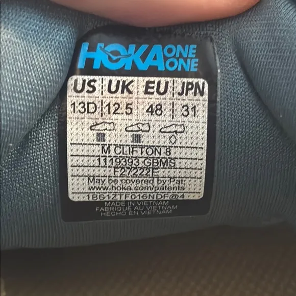Hoka Men's Clifton 8 Goblin Blue/ Spring Running Shoes Sneakers Men’s size 13