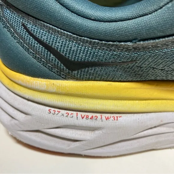 Hoka One One Bondi 8 Men's 11 D Running Shoes Goblin Blue Grey Yellow