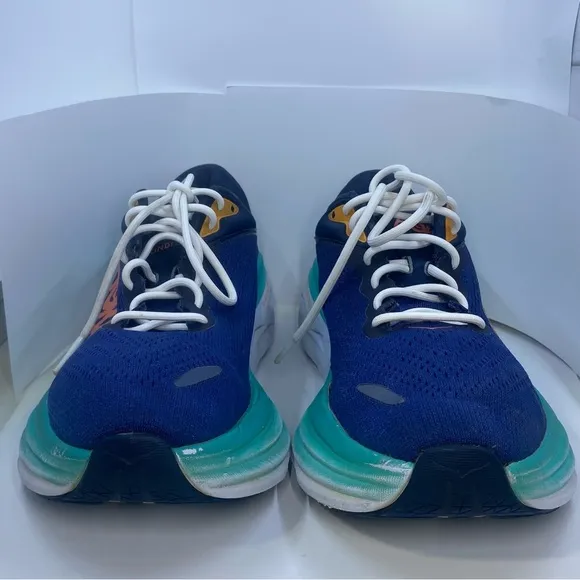 HOKA One One Bondi 8 Running Shoes Navy Teal Orange Women’s Size 9.5
