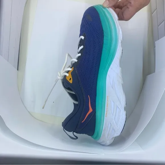 HOKA One One Bondi 8 Running Shoes Navy Teal Orange Women’s Size 9.5