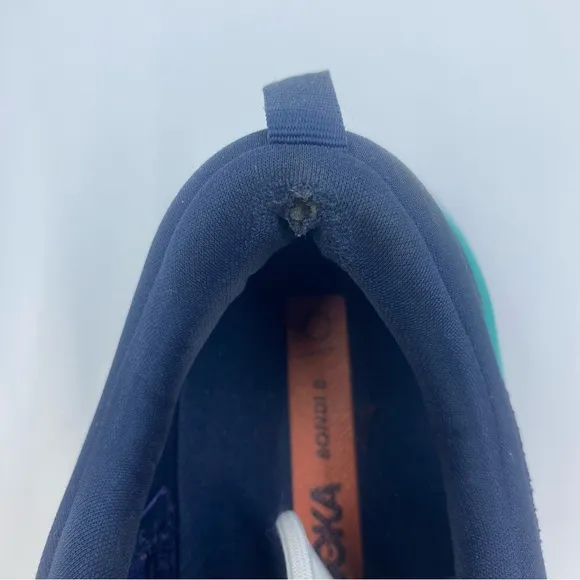 HOKA One One Bondi 8 Running Shoes Navy Teal Orange Women’s Size 9.5