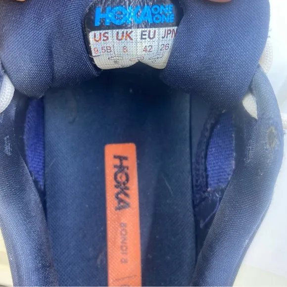 HOKA One One Bondi 8 Running Shoes Navy Teal Orange Women’s Size 9.5