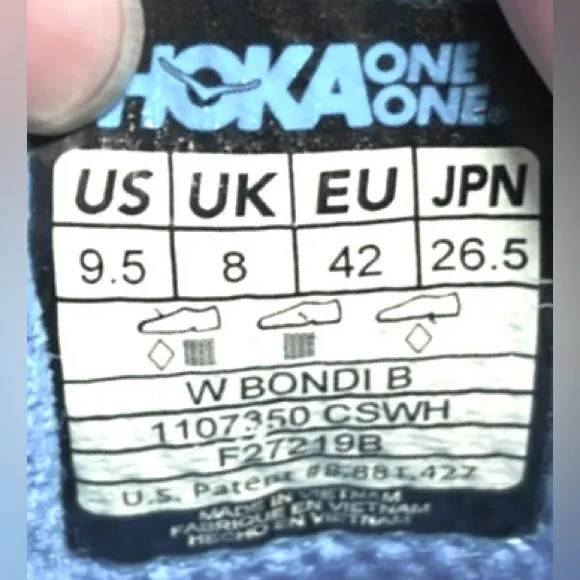 Hoka One One Bondi B running shoes Blue Logo mixed with Spring colors size 9.5