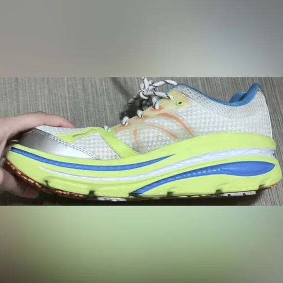 Hoka One One Bondi B running shoes Blue Logo mixed with Spring colors size 9.5