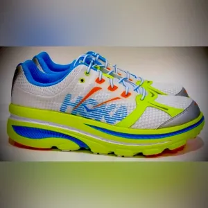 Hoka One One Bondi B running shoes Blue Logo mixed with Spring colors size 9.5