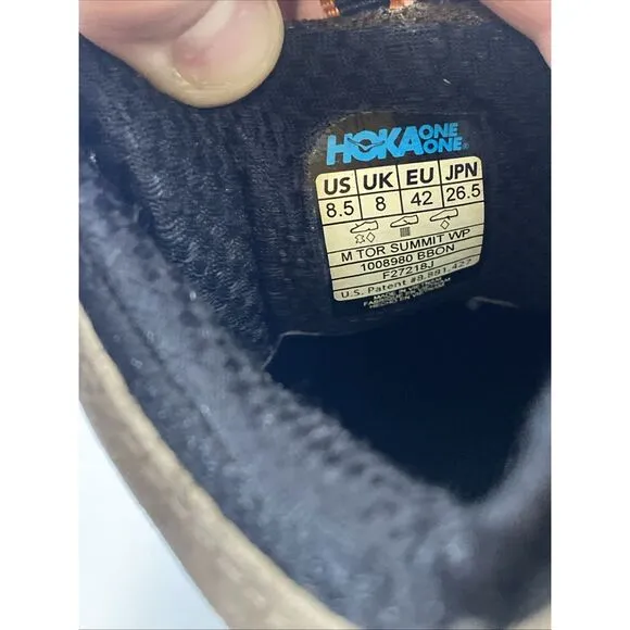 Hoka One One Event Tor Summit WP Brown Size 8.5 Brown Orange Hiking Trail Shoe