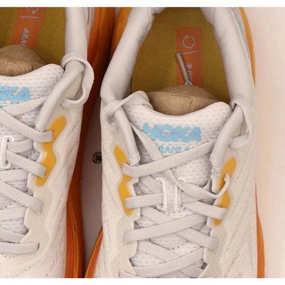 Hoka One One Women's Arahi 6 White Orange Athletic Shoes - Size 9.5 D