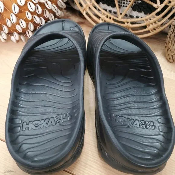 Hoka Ora Men's 11 Recovery Slide Black Slip On Sandals Athletic Comfort Outdoor