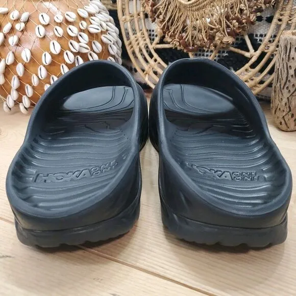 Hoka Ora Men's 11 Recovery Slide Black Slip On Sandals Athletic Comfort Outdoor