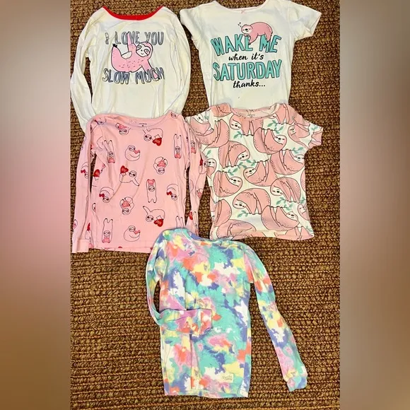 HUGE Lot of Girls Pajamas Carters Vaenait Sloths Hearts Unicorns Tie Dye 8/10/12