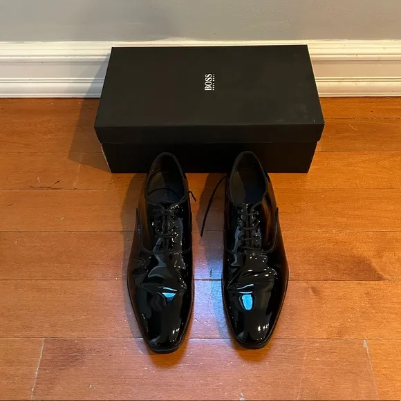 Hugo Boss Highline patent Oxford lace up men’s shoes size 7.5