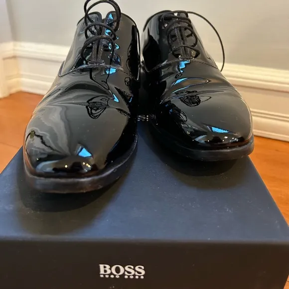 Hugo Boss Highline patent Oxford lace up men’s shoes size 7.5