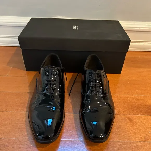 Hugo Boss Highline patent Oxford lace up men’s shoes size 7.5
