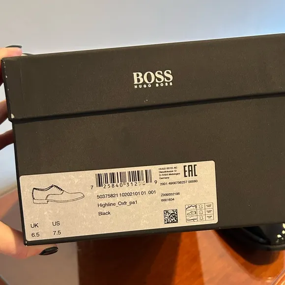 Hugo Boss Highline patent Oxford lace up men’s shoes size 7.5