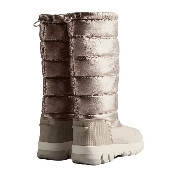HUNTER TALL Insulated Metallic Snow Boots Dark Silver/Hail Grey