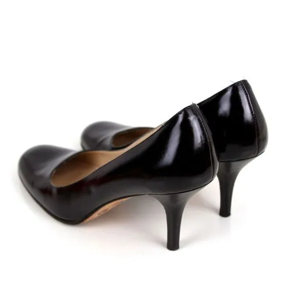 Isaac Mizrahi ITALY BLACK GENUINE LEATHER MID HEEL CLASSIC PUMP SHOES Sz 8B