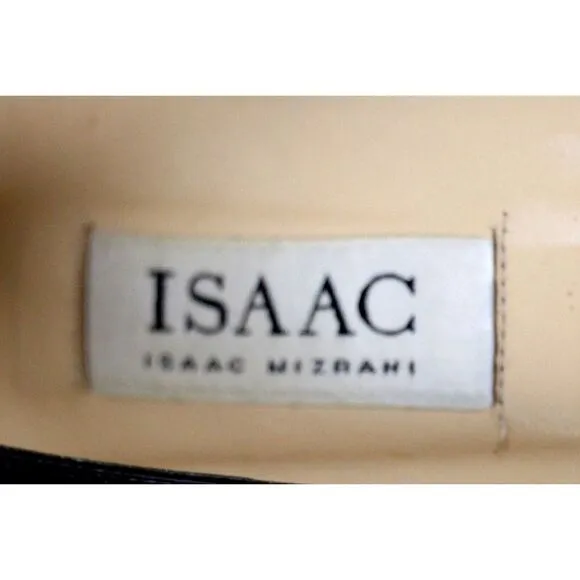 Isaac Mizrahi ITALY BLACK GENUINE LEATHER MID HEEL CLASSIC PUMP SHOES Sz 8B