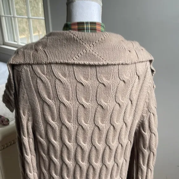 Italian pure baby alpaca long Cable Knit Cardigan NWT