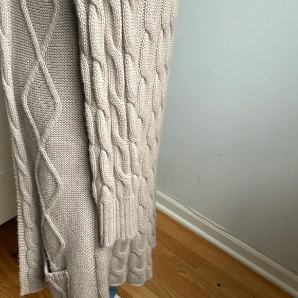 Italian pure baby alpaca long Cable Knit Cardigan NWT