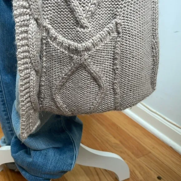 Italian pure baby alpaca long Cable Knit Cardigan NWT