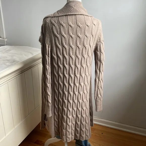 Italian pure baby alpaca long Cable Knit Cardigan NWT