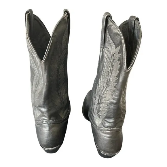 J Chrisholm Boots Leather Western Cowboy Size 9M Black Handcrafted USA Men