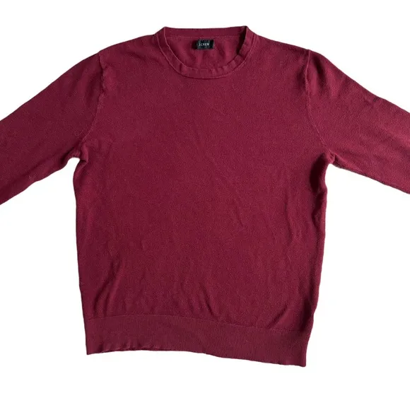 J CREW BURGUNDY LONG SLEEVE CASHMERE BLEND CREWNECK SWEATER SIZE MEDIUM