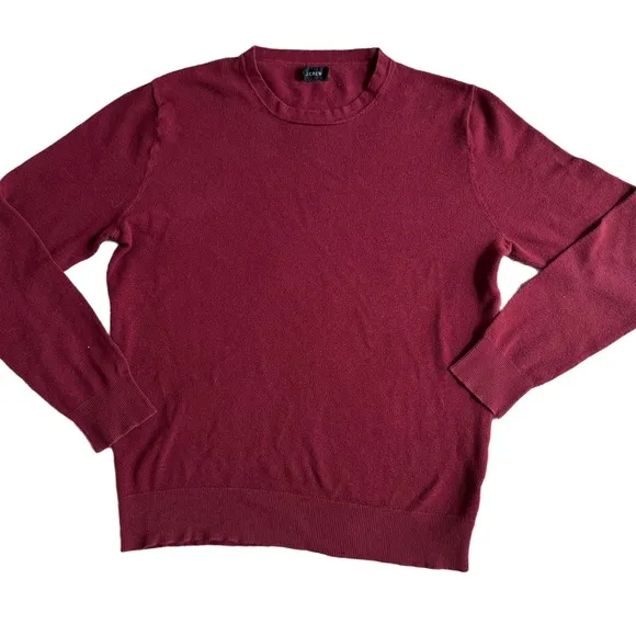 J CREW BURGUNDY LONG SLEEVE CASHMERE BLEND CREWNECK SWEATER SIZE MEDIUM
