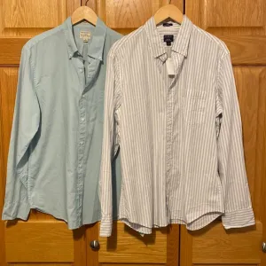 J Crew FlexWashed Slim untucked mens button up shirts both large cotton blend