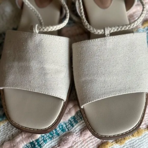J. Jill Evonne off white ankle tie sandal with back zip size 10