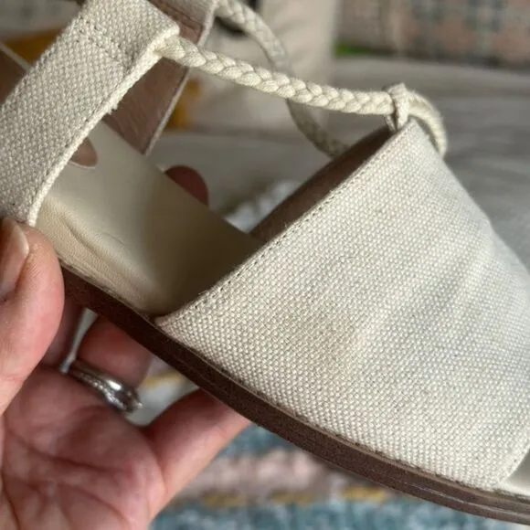 J. Jill Evonne off white ankle tie sandal with back zip size 10