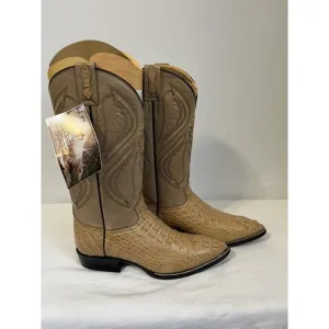 J TOE MEN QUALITY CAIMAN &amp; LEATHER WESTERN BOOTS-TAN ORIX -sz 6.5 EL GENERAL