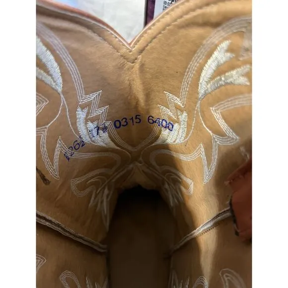 J Toe Western Rodeo Boots Ostrich Print Cognac Tan Size 9.5 El General