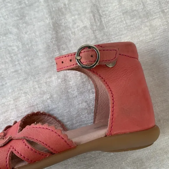 Jacadi Paris Girl Pink Ankle Strap Leather Sandals