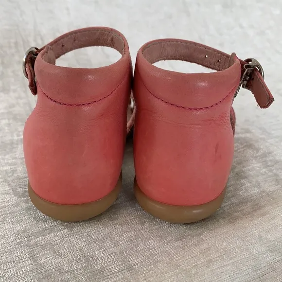 Jacadi Paris Girl Pink Ankle Strap Leather Sandals
